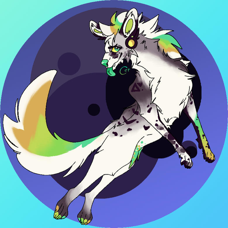 fullbody of a dog character w/ abstract background