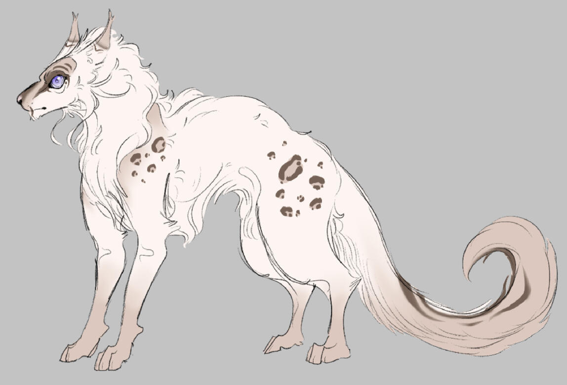 fullbody of a feline creature on a solid background