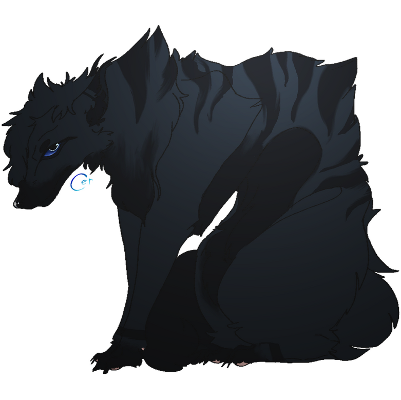 fullbody of a dark wolf character