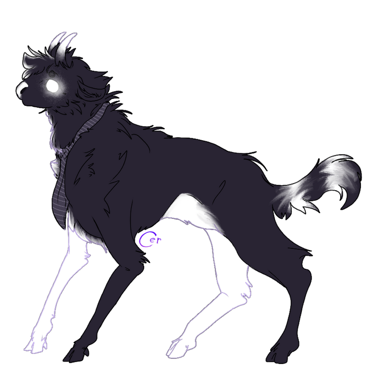 fullbody of a black/white goat character