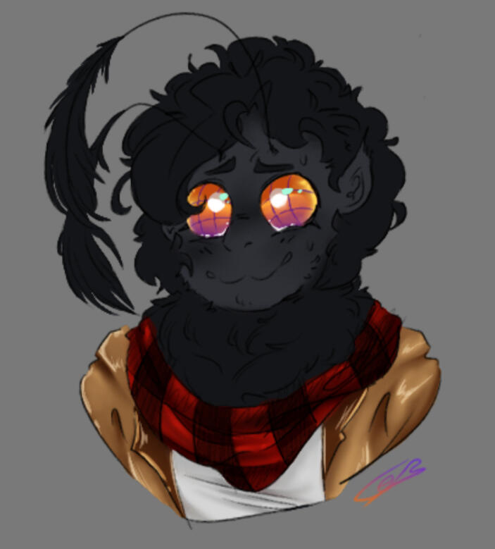 bust of a humanoid character with housefly traits