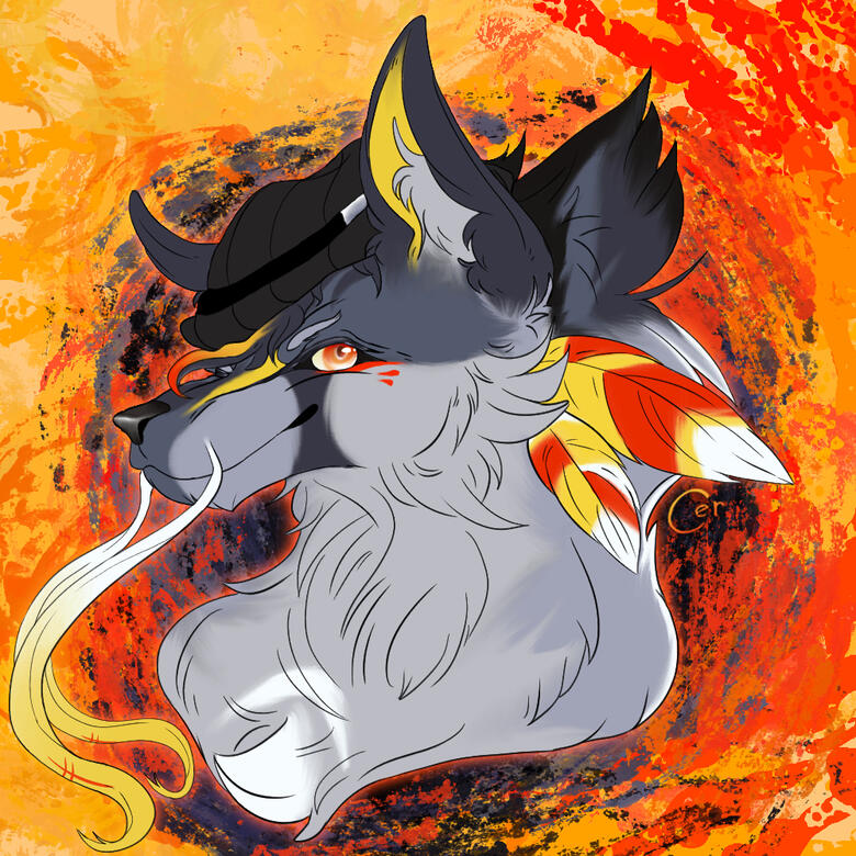 bust of a wolf in a fedora on an abstract background
