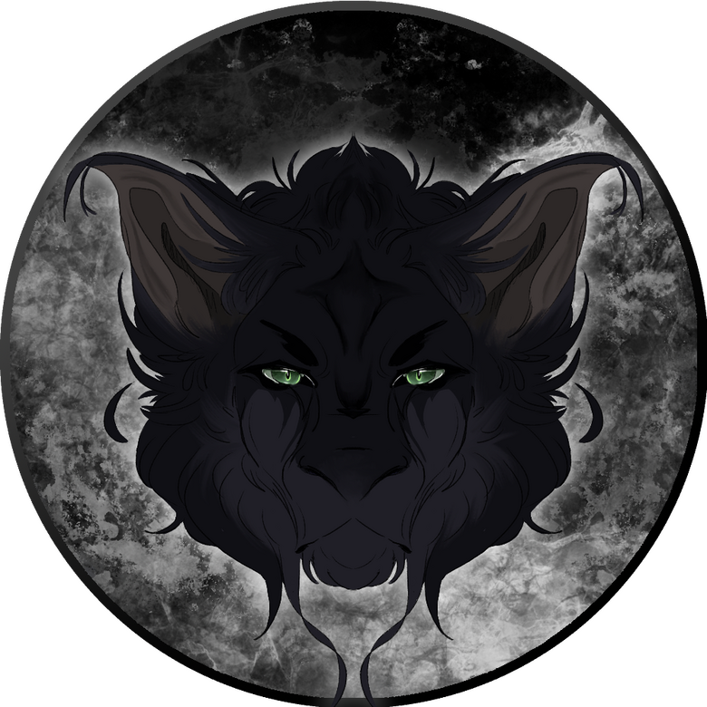 icon of a dark feline creature on an abstract background