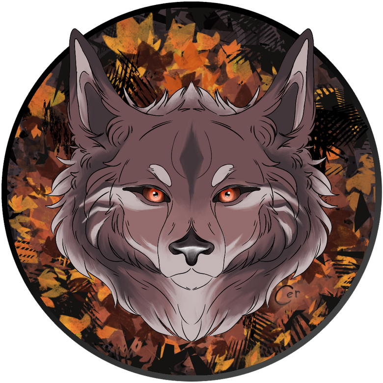 icon of a reddish wolf character on an abstract background