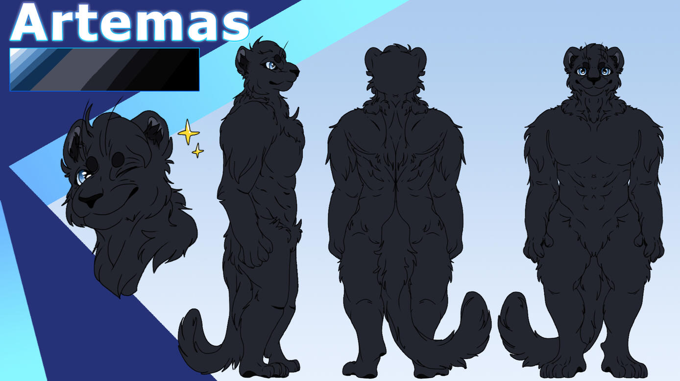 reference sheet of an anthro black panther character