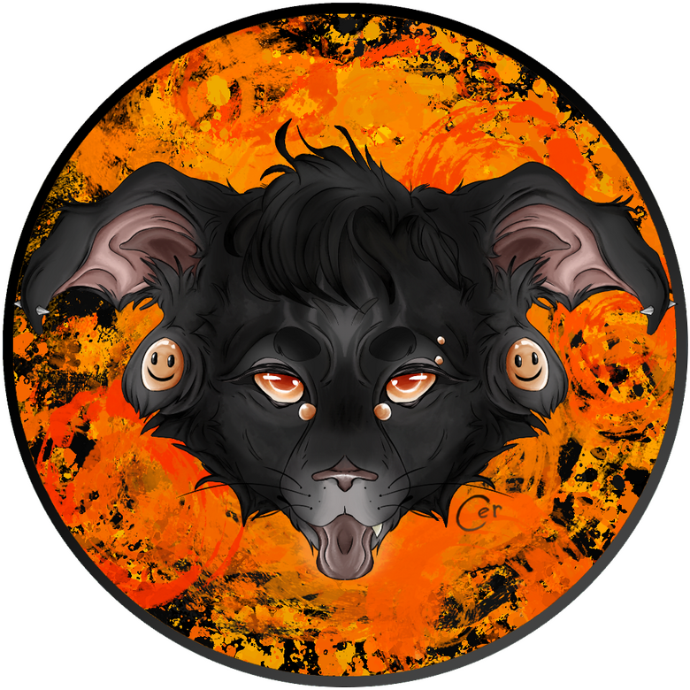 circular icon of a cat character with piercing jewelry