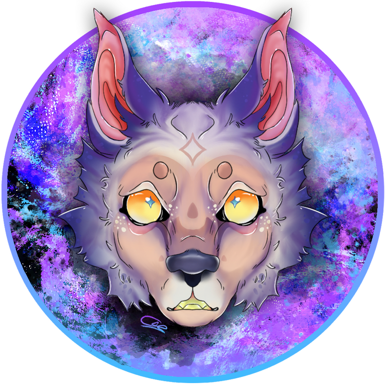 icon of a purple dog on an abstract background